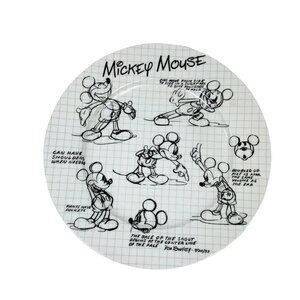 Disney Mickey Mouse Dinner Plate Sketch Book Cartoon Art Dinnerware Replacement